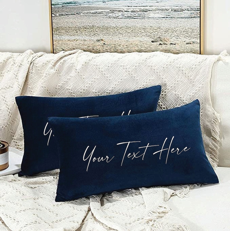 Personalized Text Pillow, Custom Logo Pillow, Personalize Pillow, Personalised Pillow, Custom Text Pillow, Personalized Pillow Gift Navy