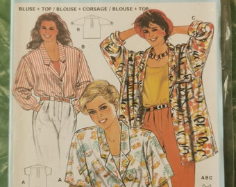 Bust 31-43, Burda 6312, Blouse and Corsage, top, plus size, vintage