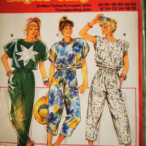 Bust 31-39, 1980s playsuit, pants, top, summertime, burda super easy 6330