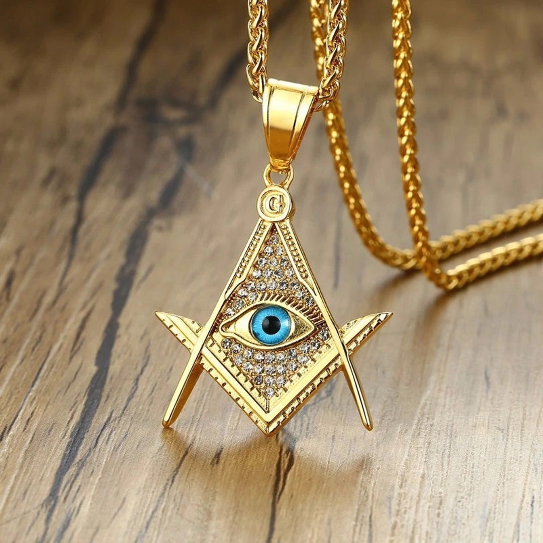 Illuminati Eye of Providence Double Triangle Necklace for Etsy