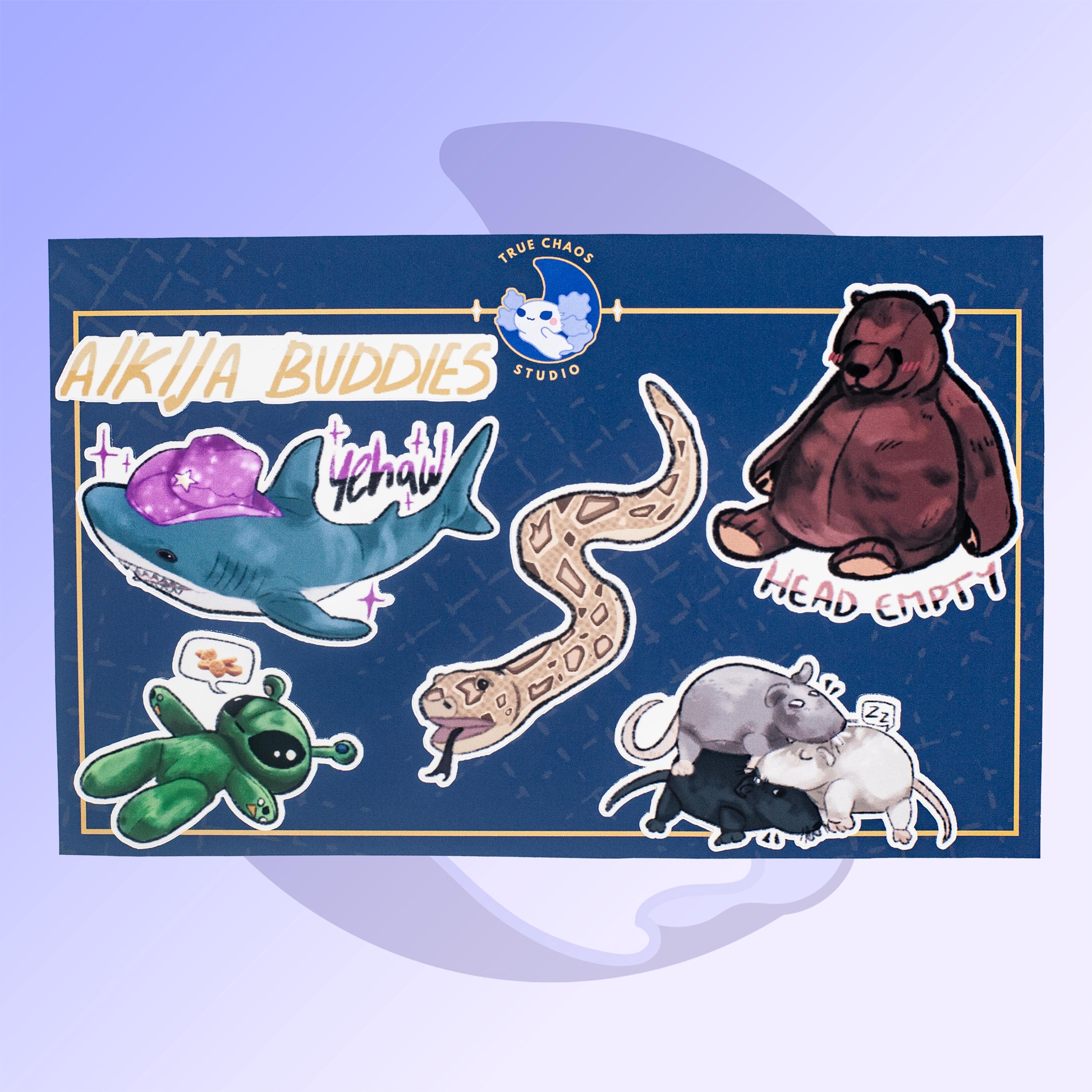 Djungelskog bear and Blåhaj shark & friends sticker sheet