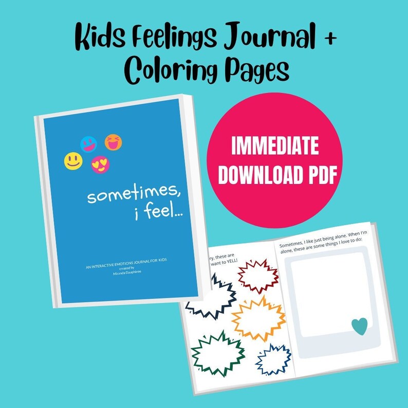 Feelings Journal for Kids Coloring Pages Printable Journal Grief ...