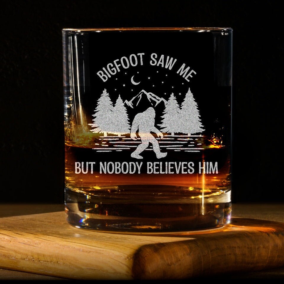  I Believe in Me Fluffy Abominable Snowman Yeti Cuddly Cute - 3D  Laser Engraved Scotch Whiskey Glass 10.5 oz : Sports & Outdoors
