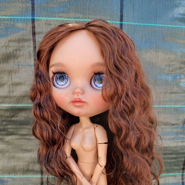 F341Blythe scalp RBL and TBL Long  natural curly hair color chocolate   Blythe doll wig Reroot scalp  mohair