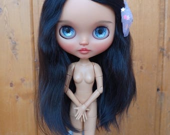 F573 Blythe HÅRBOTTEN TBL och RBL Långt mjukt rakt mörkbrunt hår angoraget Blythe dockperuk Reroot hårbotten mohairperuk mohair