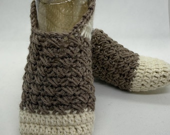 Multicolor crocheted soft wool slipper socks - sofa socks - cabin socks - house slippers