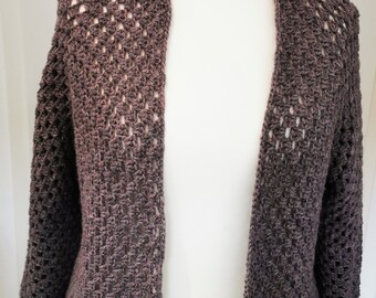 crocheted oversized hexagon cardigan made of alpaca and merino wool, super soft and chunky, one size