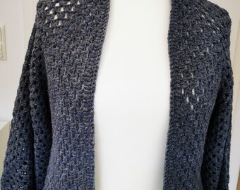 crocheted oversized hexagon cardigan made of alpaca and merino wool, super soft and chunky, one size