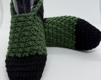Multicolor crocheted soft wool slipper socks - sofa socks - cabin socks - house slippers