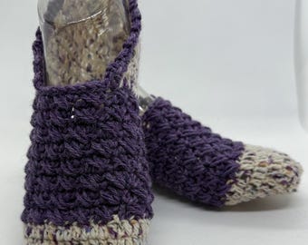 Multicolor crocheted soft wool slipper socks - sofa socks - cabin socks - house slippers