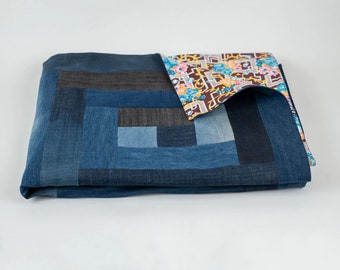 Denim blanket from recycled materials, one of a kind