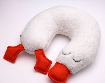 white travel pillow, duck