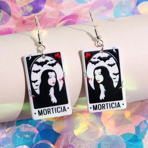 Halloween earrings: Morticia earrings, Wednesday earrings, Vampira earrings, Goth Girl Jewelry, Goth accessories, Halloween Jewelry, Spooky