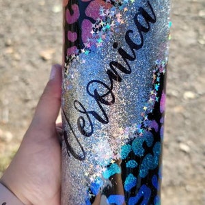 Rainbow Leopard Glitter Tumbler, Rainbow Cheetah Glitter Tumbler, Rainbow Tumbler, Leopard Tumbler, Leopard Cup, Rainbow Leopard Accessory