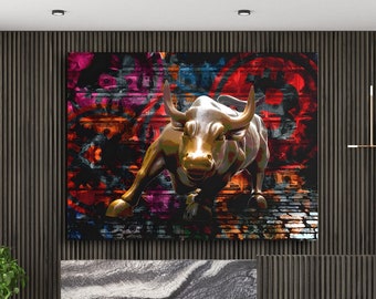 Crypto Bull Wall Art - Motivational Canvas - Motivational Wall Art - Crypto Prints - Crypto Canvas - Crypto Wall Art - Crypto Poster