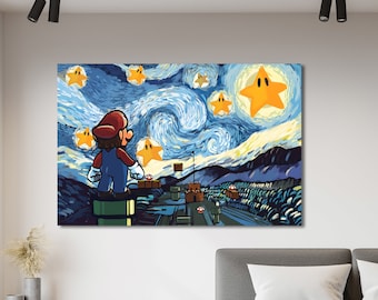 Super Mario Wall Art Super Mario Canvas Art Video Game Poster Gaming Print Gaming Wall Art Wall Decor Super Nintendo Poster Mario Bros