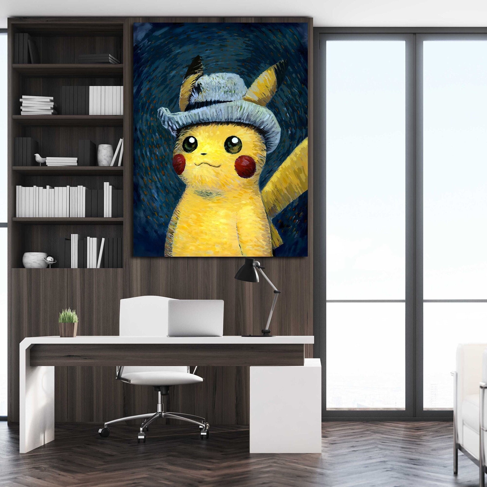 Pikachu Van Gogh Canvas Pikachu Van Gogh Wall Art Van Gogh Pikachu Poster Van Gogh Pikachu Print ...