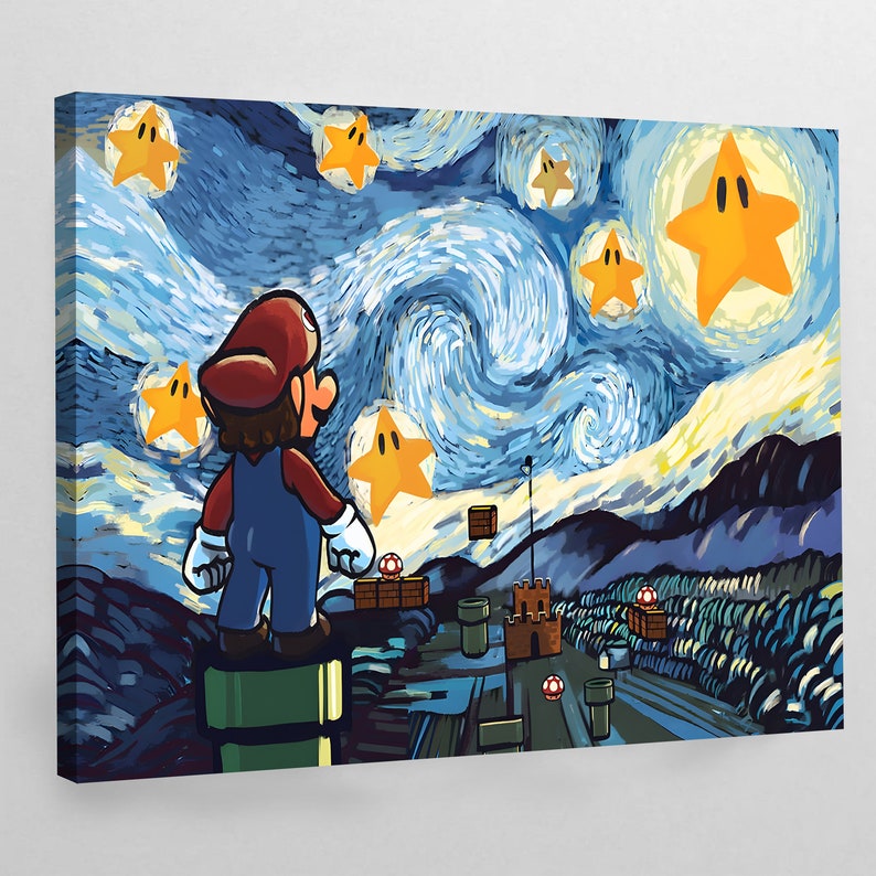 Super Mario Canvas Mario Wall Art Super Mario Canvas Art Super Etsy