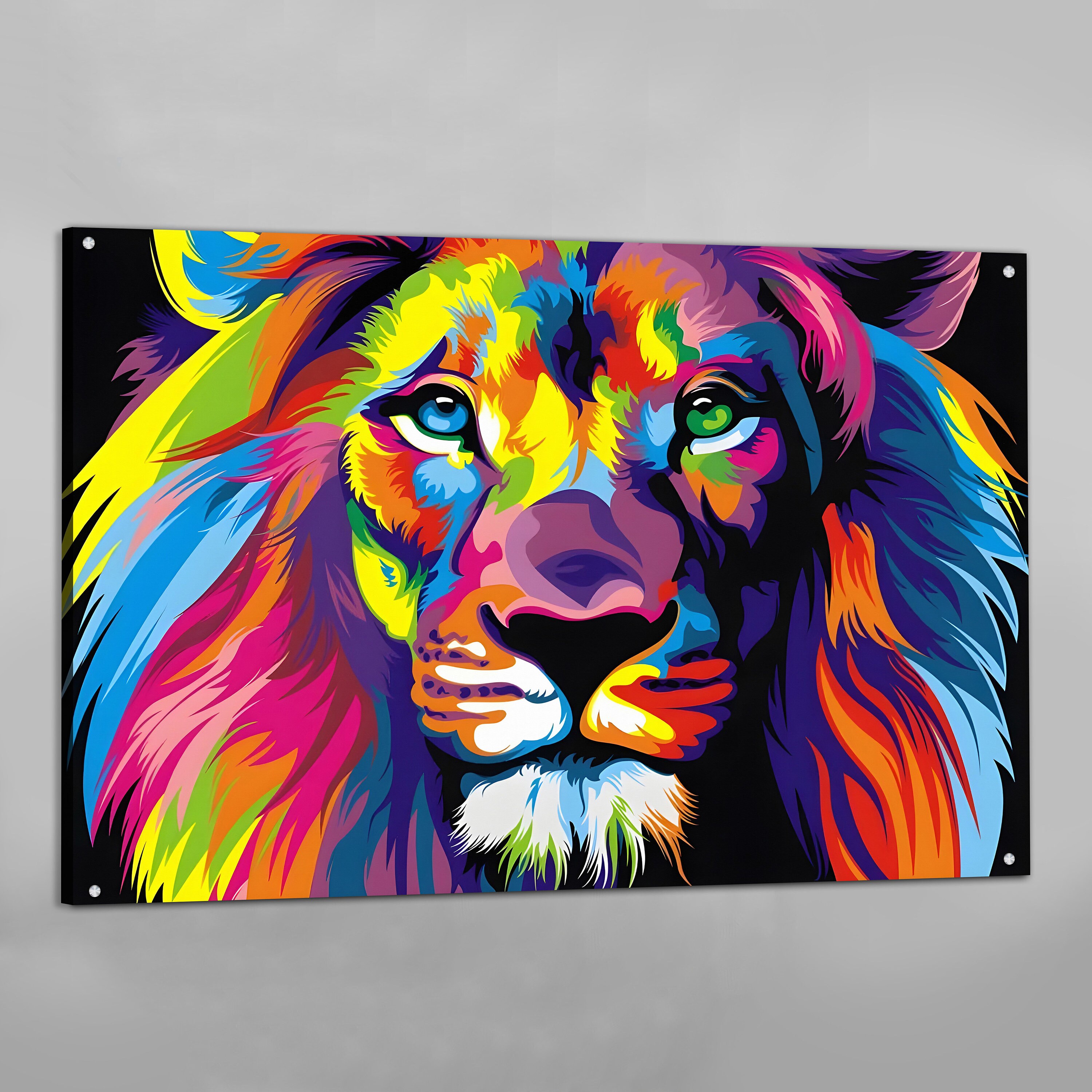 Lion Pop Art Canvas Lions Wall Art Lion Wall Decor Lion Canvas Etsy