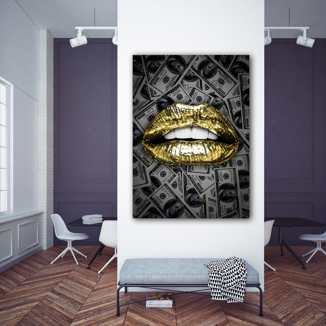 Gold Lips Wall Art Lips Canvas Lips Canvas Art Lips Wall Decor Lips Wall Art Lips Art Lips