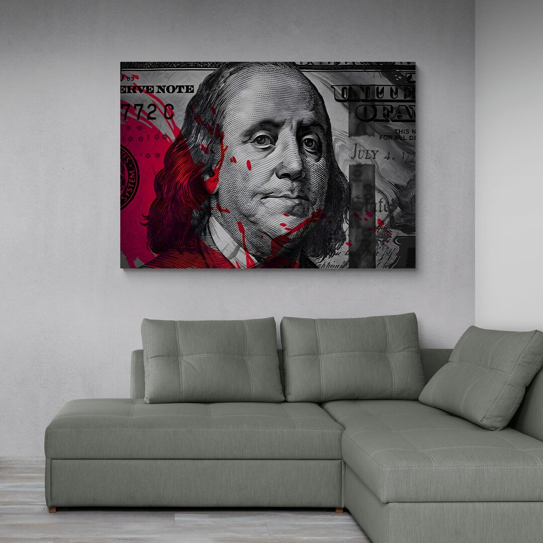 Hundred Dollar Bill Wall Art Dollar Bill Canvas Dollar Etsy