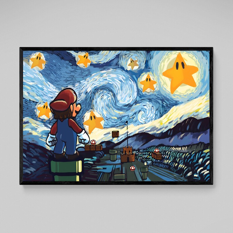 Super Mario Canvas Mario Wall Art Super Mario Canvas Art Super Etsy