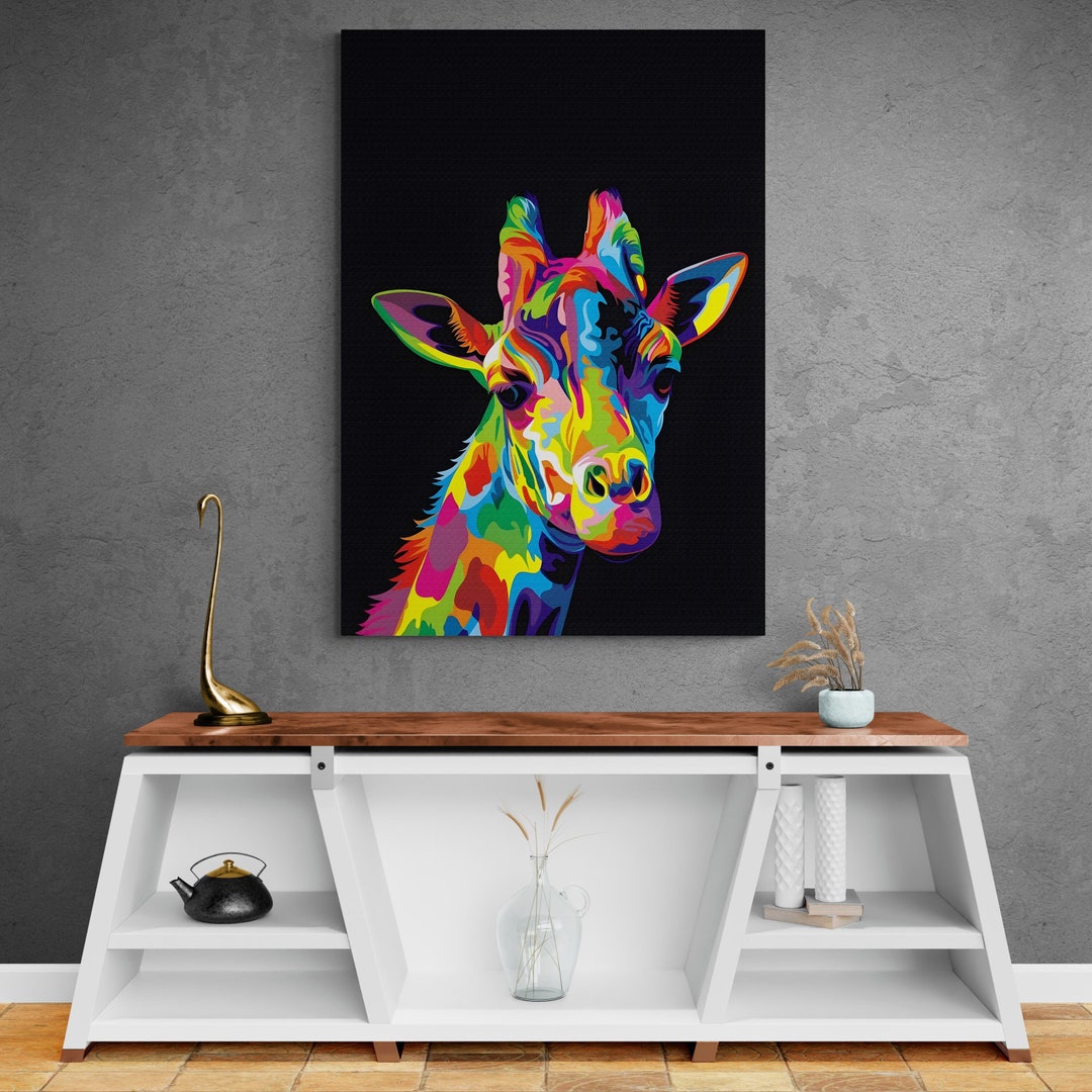 Giraffe Pop Art Canvas Giraffe Canvas Giraffe Canvas Art Giraffe Wall Art Giraffe Wall Decor Pop 