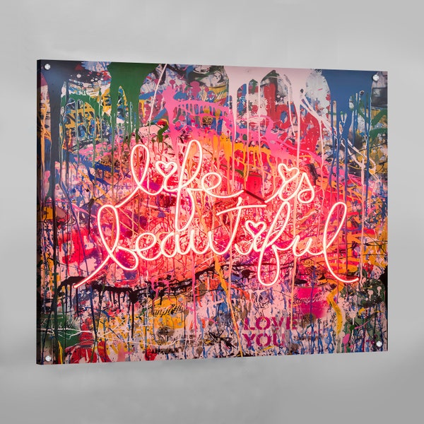 Life is Beautiful Wandkunst Life is Beautiful Leinwand Graffiti Leinwand Kunst Graffiti Wandkunst Graffiti Leinwand Graffiti Wand-Dekor Drucke Poster