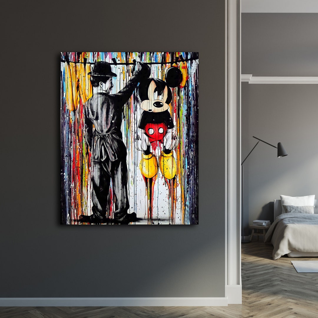 Mickey Banksy Wall Art Disney Wall Art Mickey Mouse Canvas Graffiti Wall Art Banksy Wall Art