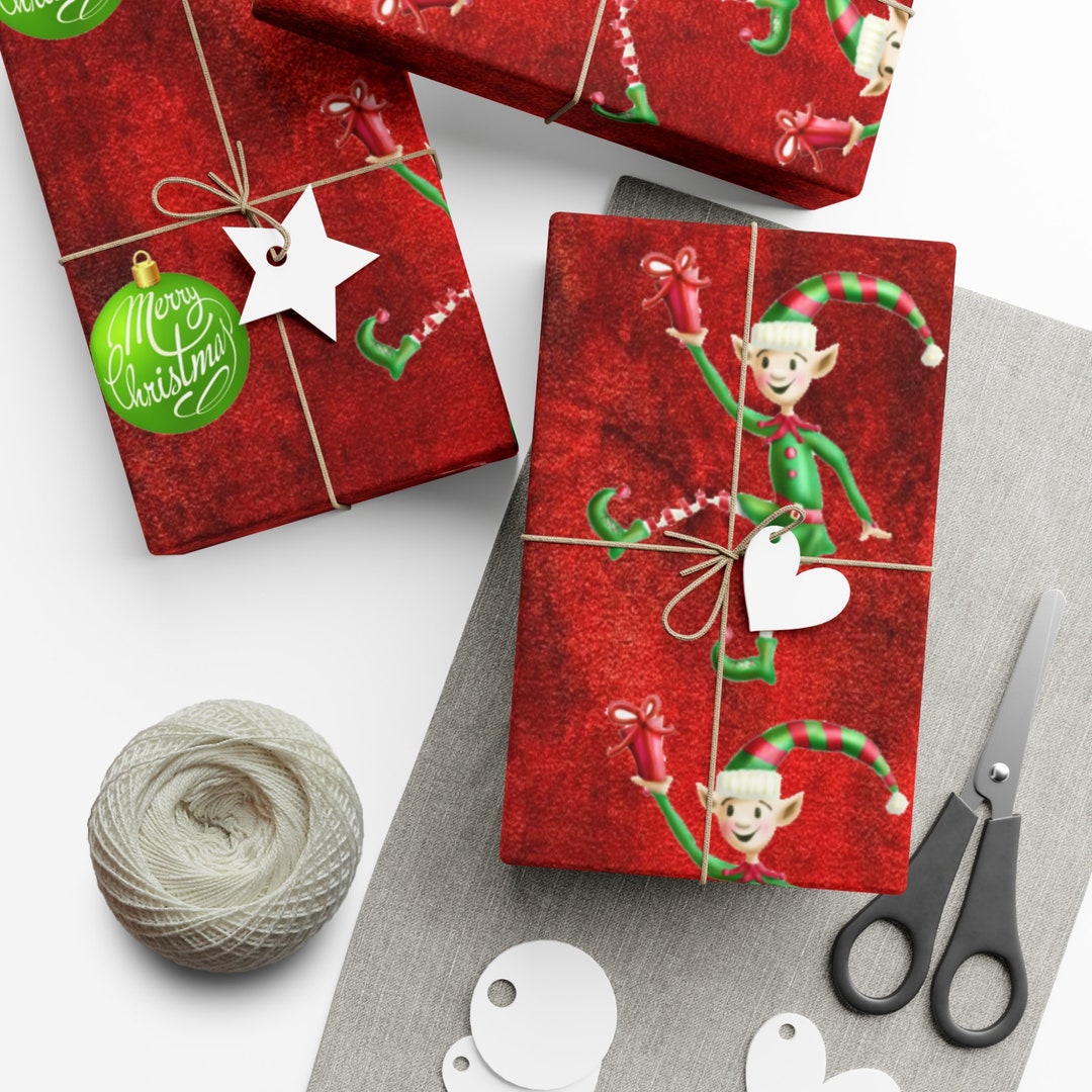 Christmas Elves Wrapping Paper Gift Wrapping Christmas Etsy