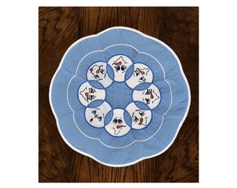 Snowman Table Topper In The Hoop Applique Embroidery Design Completed Size(s):  16", 24", and 32"