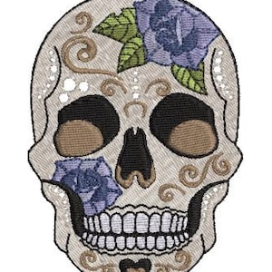 Sugar Skull Embroidery and Cut Design size(s) 3x4&quot;, 4x4&quot;, 4x6&quot;, 5x7&quot; and 6&quot;x8&quot;