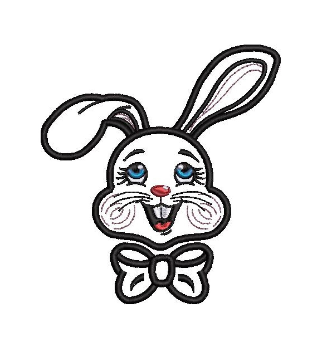 ITH Applique Stuffed Rabbit Head Embroidery Design Size(s): 5