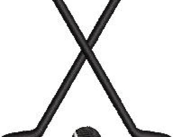 Hockey Sticks Embroidery Design Size:  2" x 2"