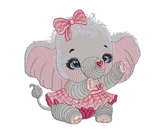Baby Girl Elephant Embroidery Design Size(s):  3x3", 4x4", 5x5", 6x6", 7x7", 8x8", 9x9", and 10x10"