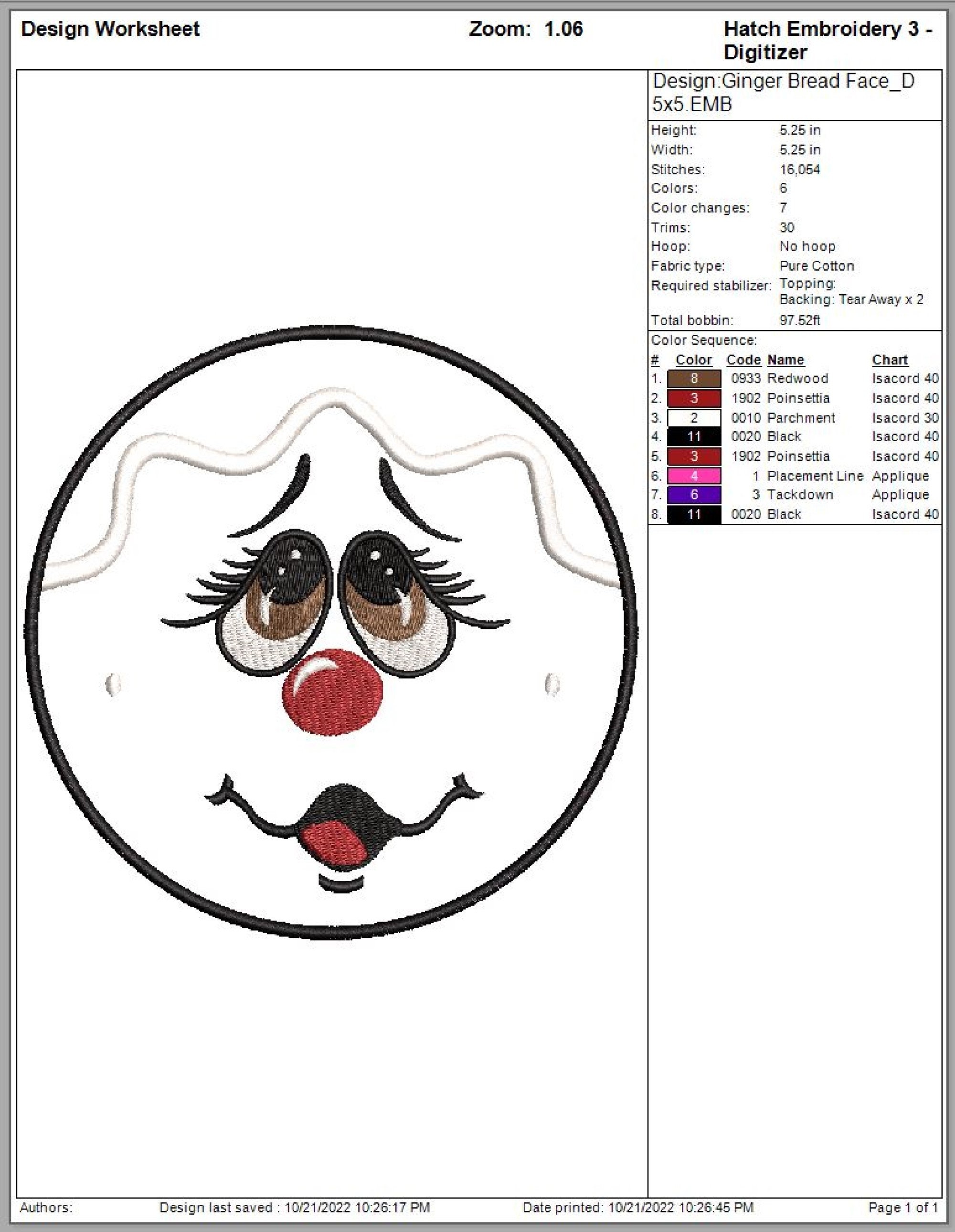 ITH Ginger Bread Face Embroidery Design & Cut File Sizes Etsy