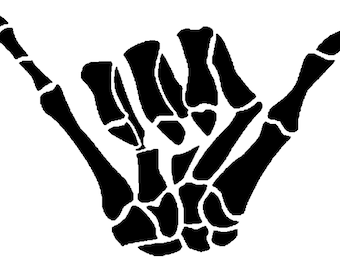 Skeleton Hand Hang Ten / Hang Loose 3.3" x 5" Embroidery Design