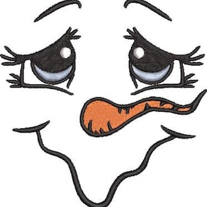 Snowman Face Embroidery Design size(s) 3&quot;x3&quot;, 4&quot;x4&quot;, 5&quot;x5&quot;, 6&quot;x6&quot;, and 7&quot;x7&quot;