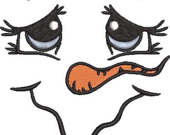 Snowman Face Embroidery Design size(s) 3"x3", 4"x4", 5"x5", 6"x6", and 7"x7"