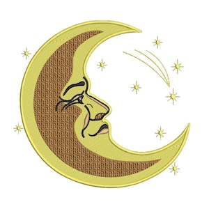 Moon with a Face #2 Embroidery Design Size(s):  4x4&quot;, 5x5&quot; x 6x6&quot; 7x7&quot;, 8x8&quot;, 9x9&quot;, and 10&quot;x10&quot;
