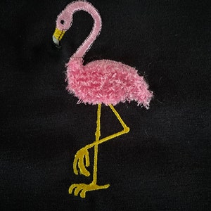 Flamingo Fringe Embroidery Design Size(s): 1.7&quot;x3.5&quot;, 2&quot;x4&quot;, 2&quot;x5&quot;, 3&quot;x6&quot;, 3&quot;x7&quot;, 4&quot;x8&quot;, 4&quot;x9&quot;, and 5&quot;x10&quot;