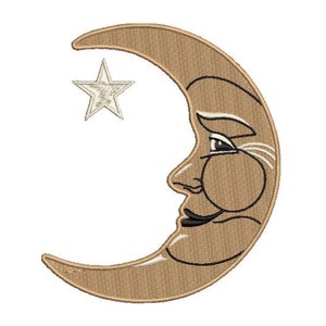 Moon with a Face Embroidery Design Size(s):  3x4&quot;, 4x5&quot; x 5x6&quot; 6x7&quot;, and 7x8&quot;
