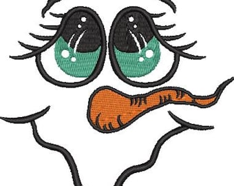 Snowman Face Embroidery Design Size(s):  3"x3", 4"x4", 5"x5", and 6"x6"