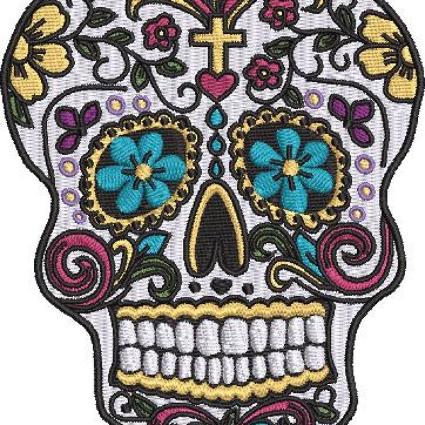 Sugar Skull Embroidery and Cut Design size 4" x 5" and 5" x 6"
