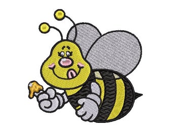 Bumble Bee with Honey on Finger Embroidery Design Size(s):  2.6", 3.6", 4.6", 5.6", 6.6", 7.6", 8.6" and 9.6"