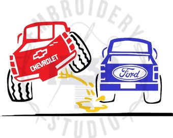 ChevyPOFord Embroidery Design Size:  2.5" x 4"