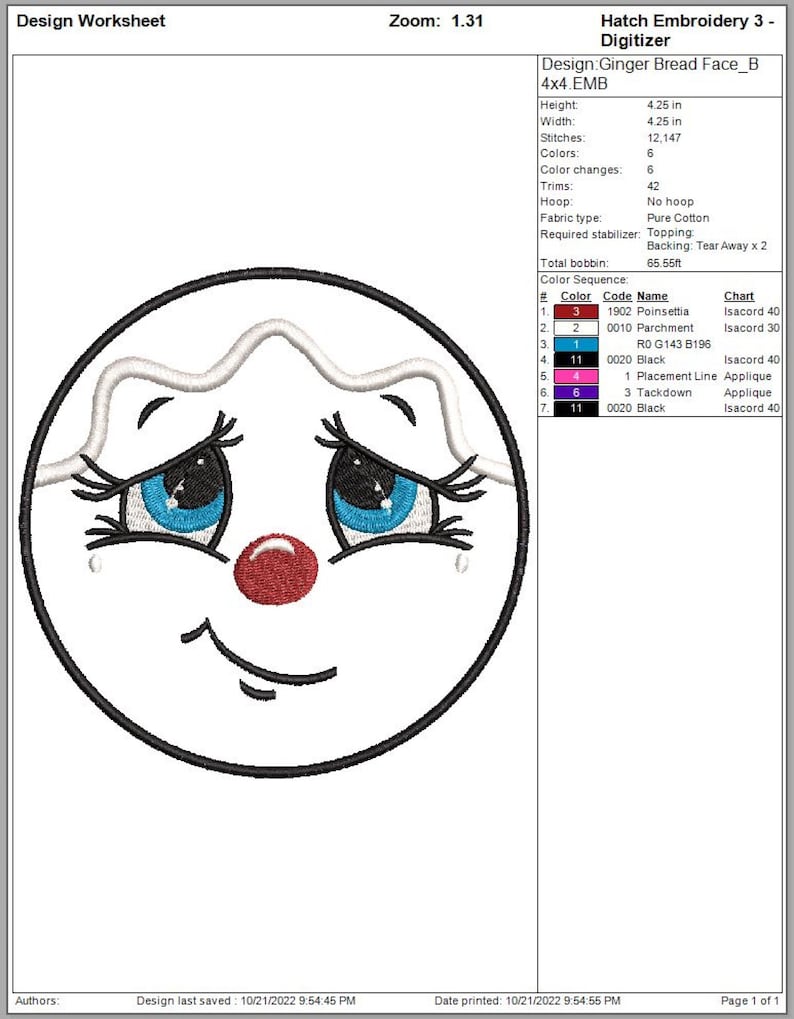 ITH Ginger Bread Face Embroidery Designs & Cut Files B to G Etsy