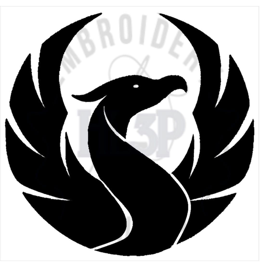 Phoenix Embroidery and SVG Cut Design Sizes 2x2, 2 1/2 X 2 1/2 and 5 1