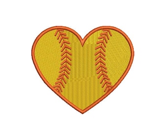 Softball Heart Embroidery Design Size(s):  1.3x1", 2x2", 3x3", 4.5x4", 4x3", 6x5", 7x6", 8x7", 9x8"