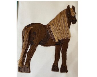 Horse with Long Stitched Hair Embroidery Design Size(s):  5x6 and 7x9 inches